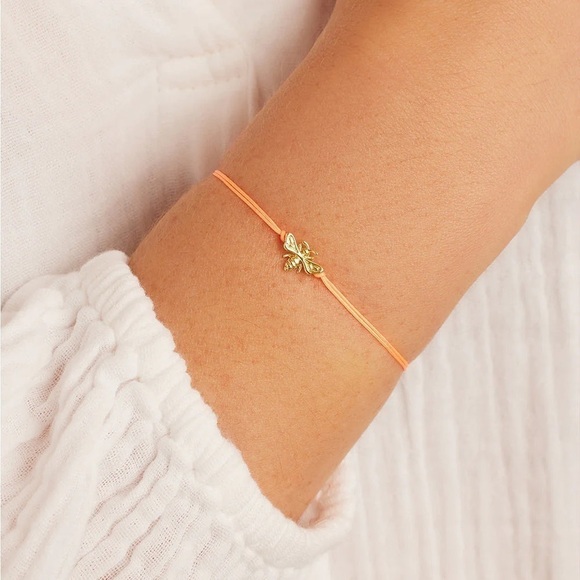 Gorjana New 18k Gold Plated Brass‎ Bee Prism Neon Orange Adjustable Bracelet - Picture 2 of 5